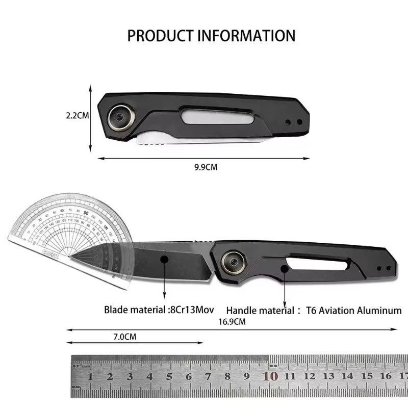 Manto™ Pocket Folding Knife – Aluminum Handle, Outdoor Camping & Utility Knife