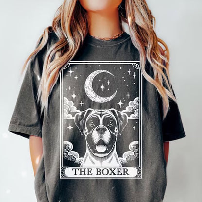 Boxer Dog Shirt, Tarot Card Shirt, Boxer Dog Halloween Moon Shirt