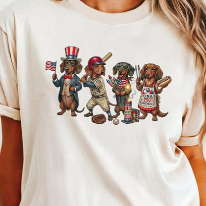 America 250th Birthday Shirt, Patriotic Dachshund Tee