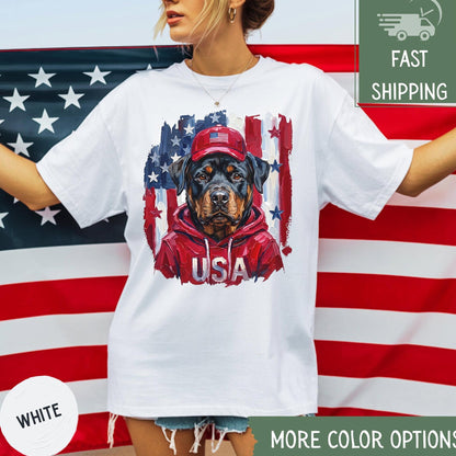 Rottweiler USA Patriotic Graphic Tee, Vintage Style Shirt