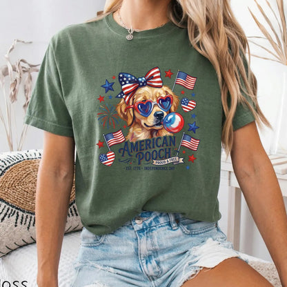 Patriotic Dog Shirt, 4th of July Golden Retriever Shirt, American Pooch Tee