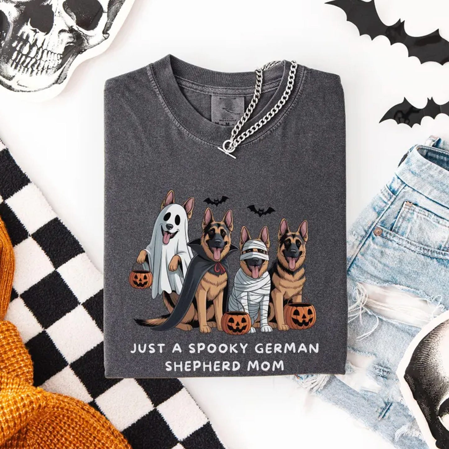 Halloween German Shepherd Mom Shirt, Comfort Colors Spooky Dog Lover Tee