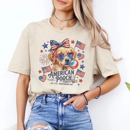 Patriotic Dog Shirt, 4th of July Golden Retriever Shirt, American Pooch Tee