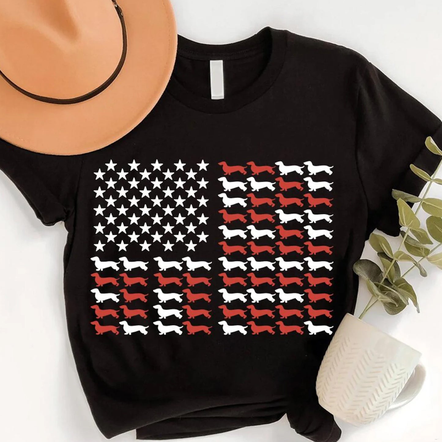Patriotic Dachshund T-Shirt: American Flag Sausage Dog Tee