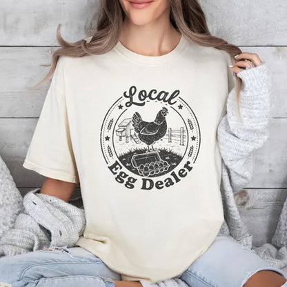 Local Egg Dealer Shirt, Funny Distressed Chicken Farm Lover Tee
