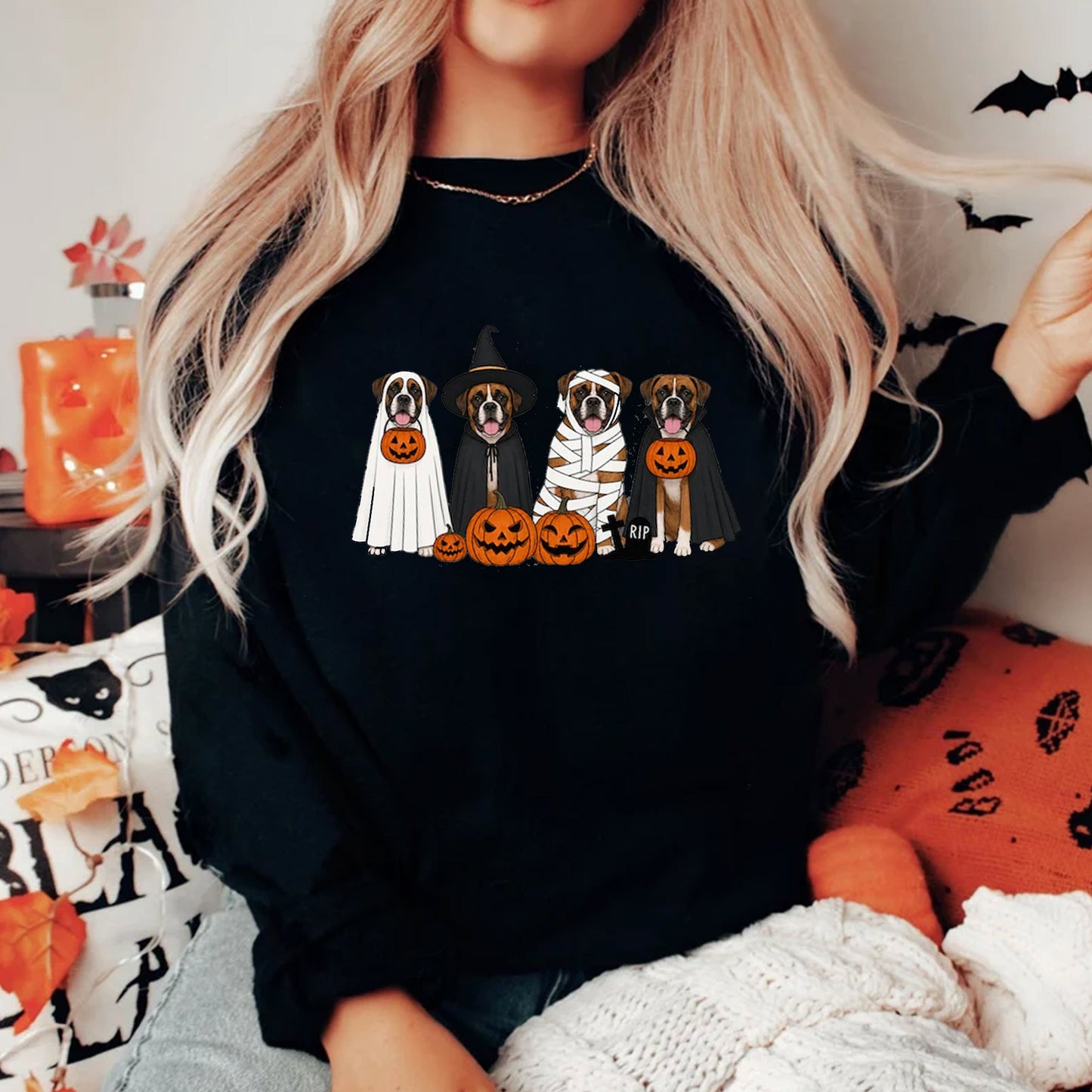 Halloween Boxer Dogs Shirt, Spooky Puppy Tee, Dog Lover Halloween