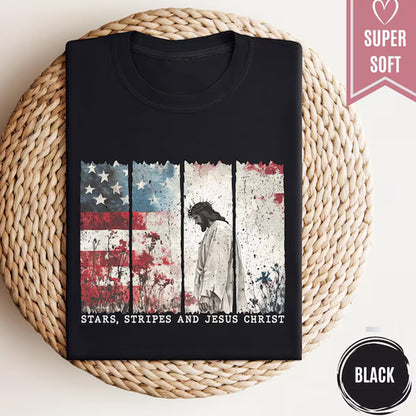 Jesus Christ Stars and Stripes Shirt, Patriotic Christian Tee, USA 250th Anniversary T-Shirt