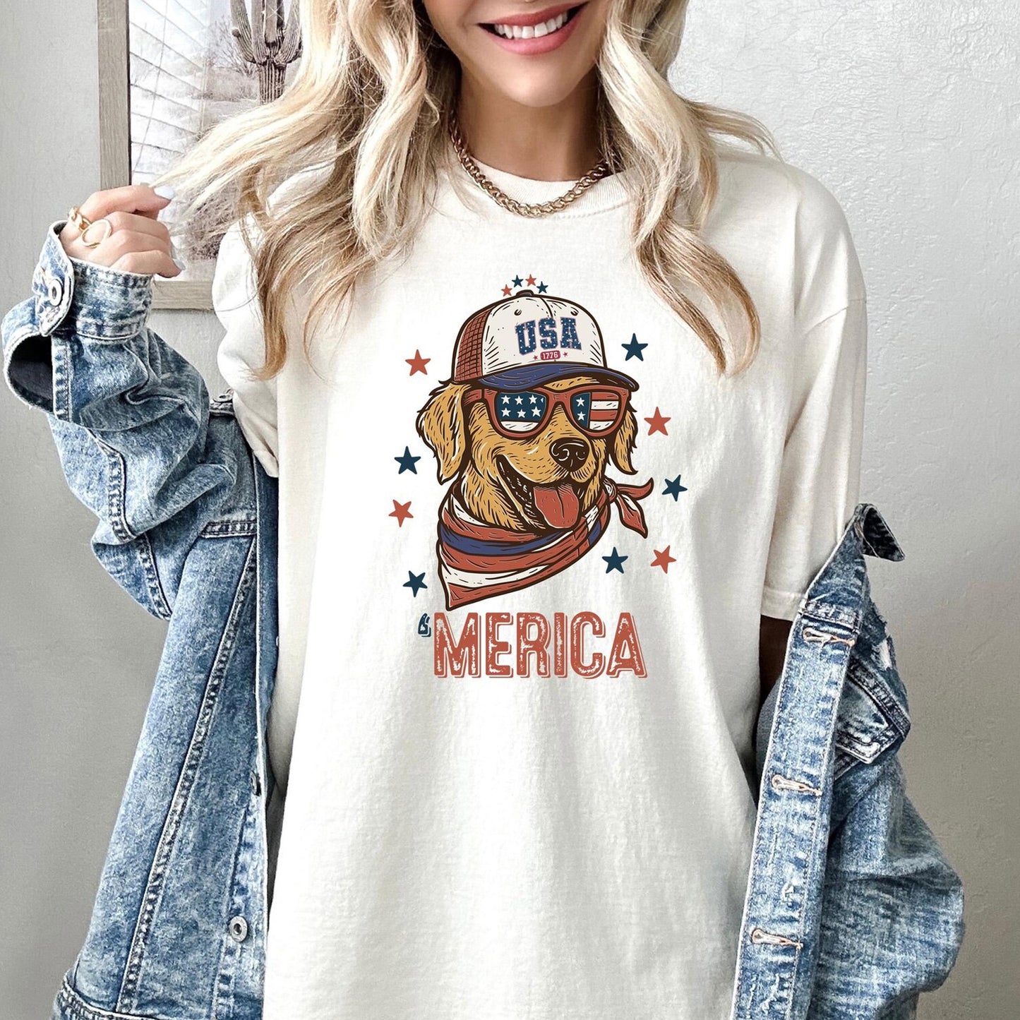 Golden Retriever ‘Merica Shirt, 4th Of July Shirt,Patriotic Dog TShirt