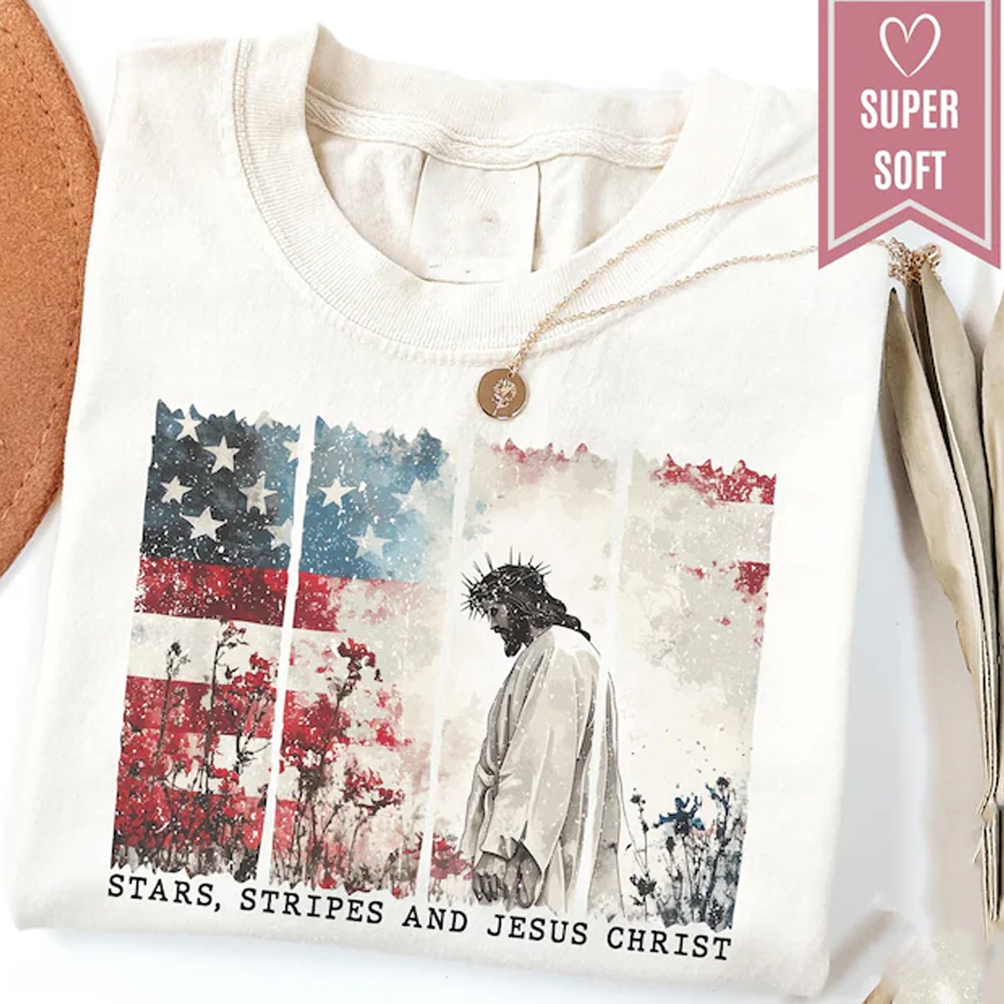 Jesus Christ Stars and Stripes Shirt, Patriotic Christian Tee, USA 250th Anniversary T-Shirt
