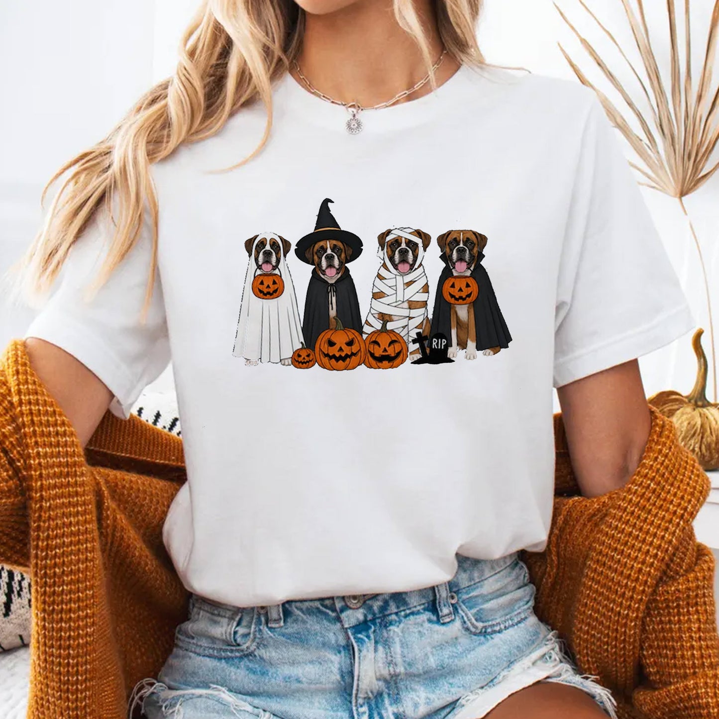 Halloween Boxer Dogs Shirt, Spooky Puppy Tee, Dog Lover Halloween