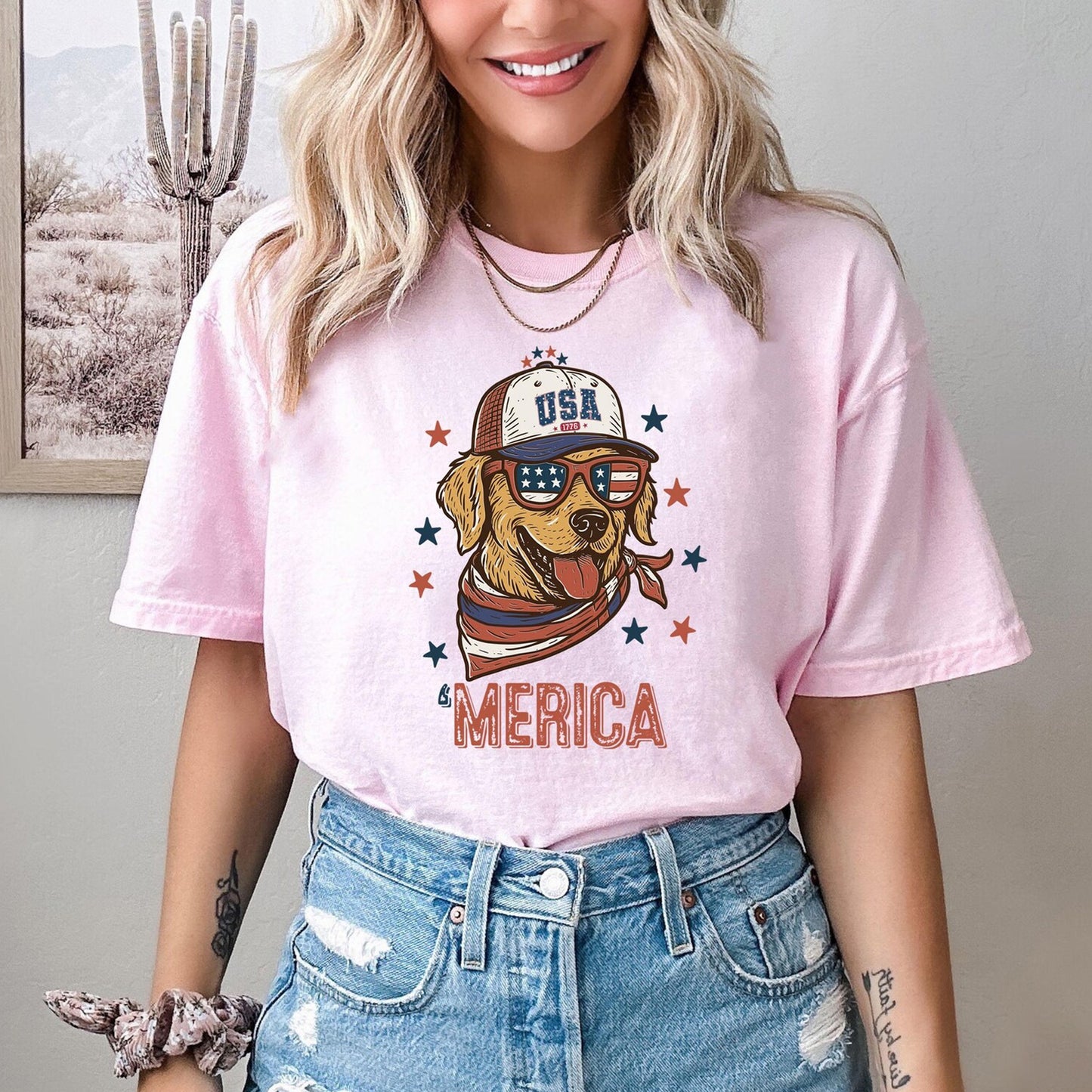 Golden Retriever ‘Merica Shirt, 4th Of July Shirt,Patriotic Dog TShirt
