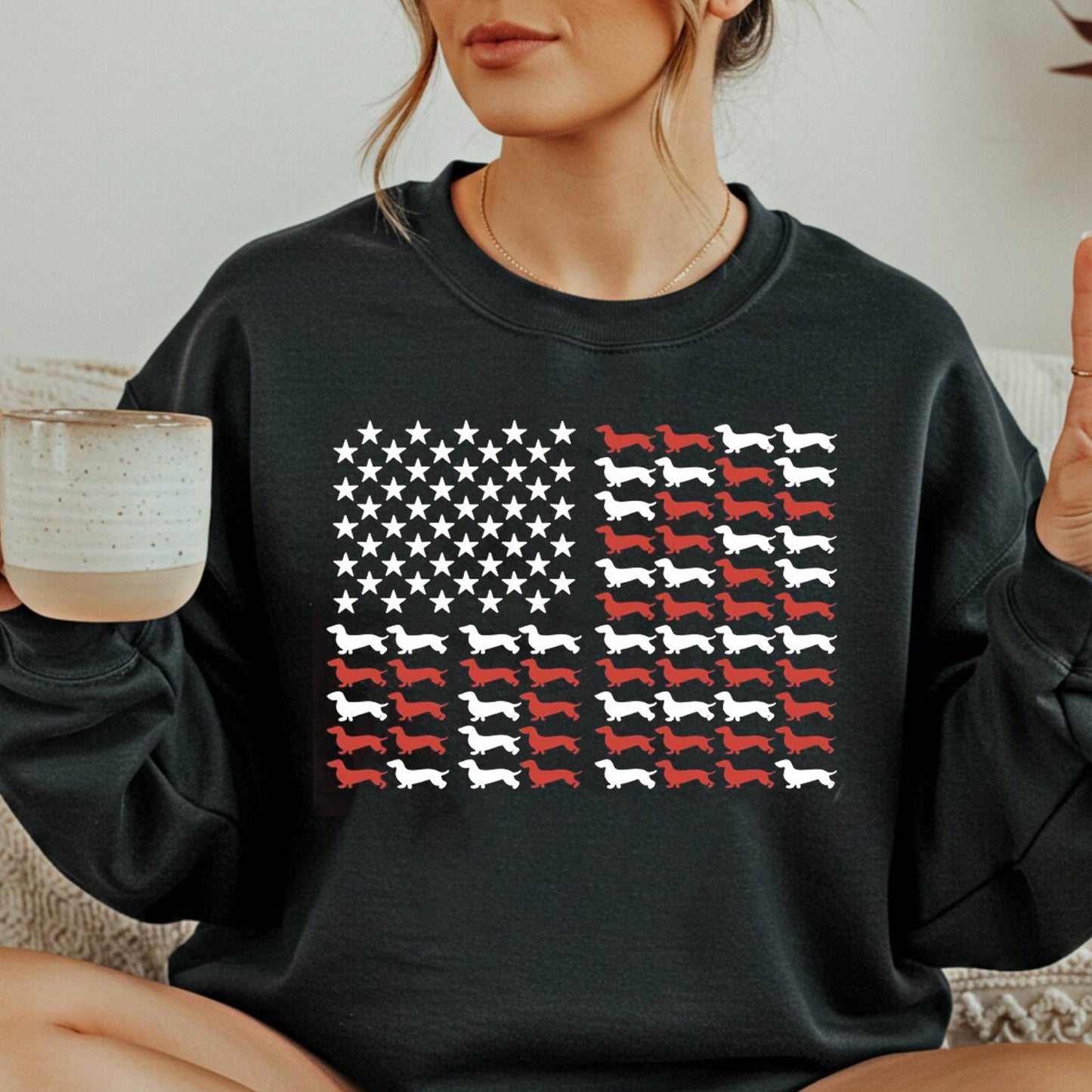 Patriotic Dachshund T-Shirt: American Flag Sausage Dog Tee