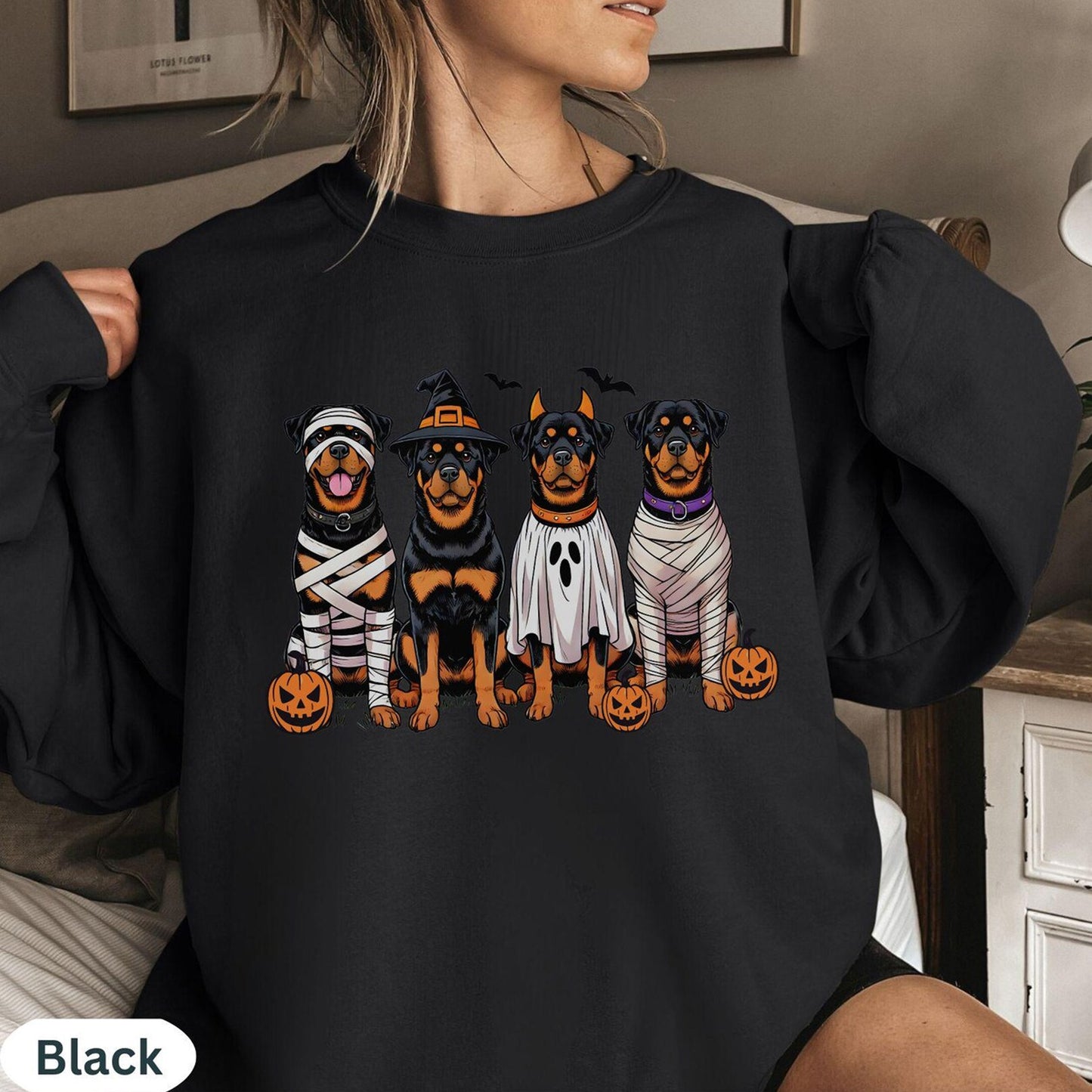 Halloween Rottweiler Dog Mom Sweatshirt, Spooky Season Sweater