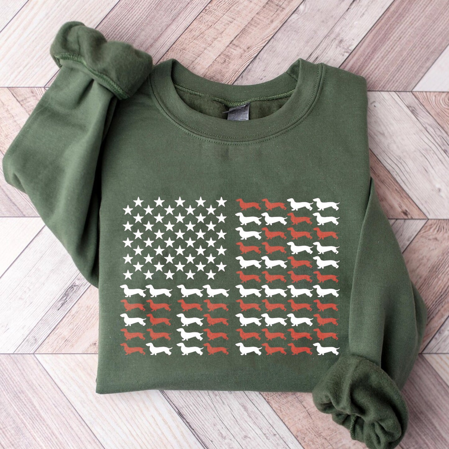 Patriotic Dachshund T-Shirt: American Flag Sausage Dog Tee