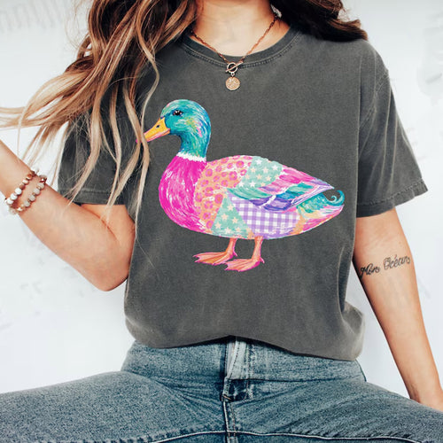 Colorful Duck Shirt, Cute Preppy Duck Graphic Tee