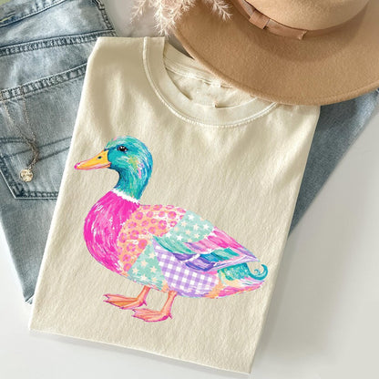 Colorful Duck Shirt, Cute Preppy Duck Graphic Tee