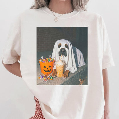 Boxer Dog Halloween Shirt, Iced Coffee Dog Mom T-shirt