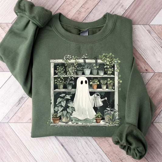 Funny Plant Ghost Sweatshirt, Halloween Plant Lady Shirt, Plant Lover Gift
