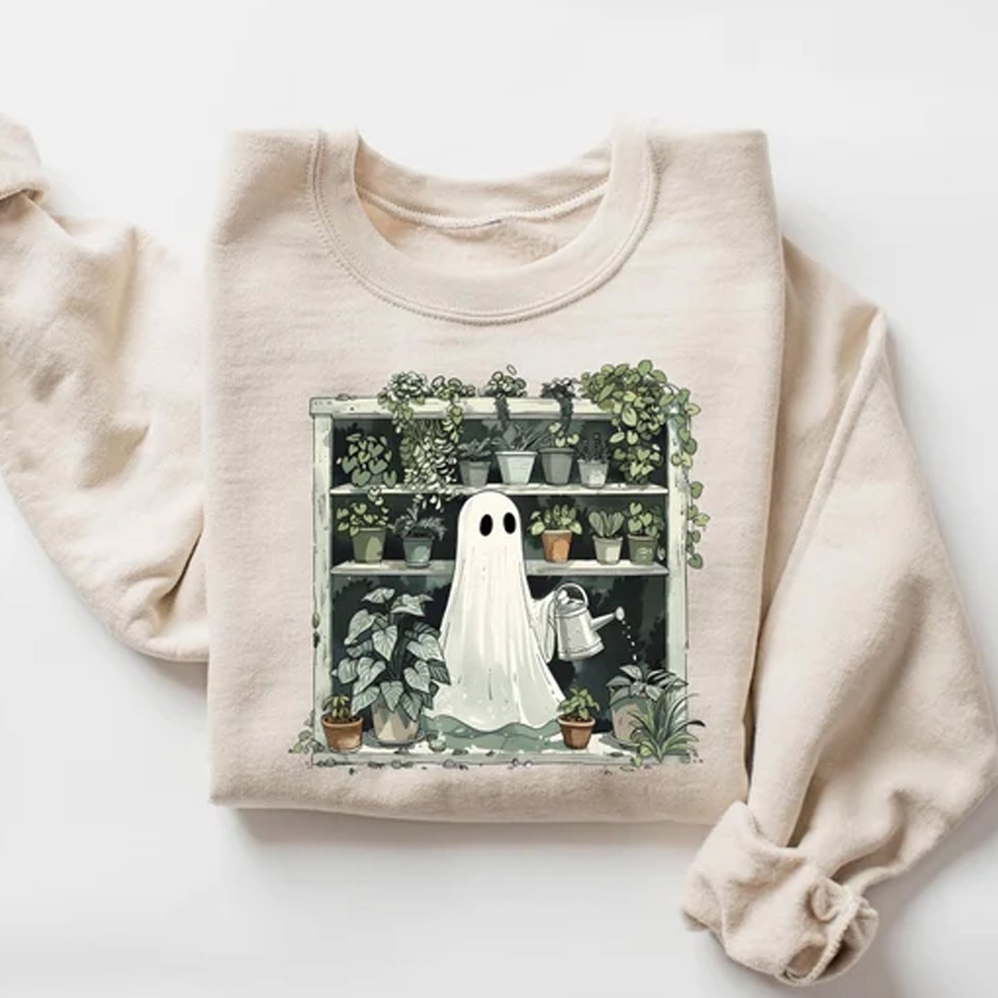 Funny Plant Ghost Sweatshirt, Halloween Plant Lady Shirt, Plant Lover Gift