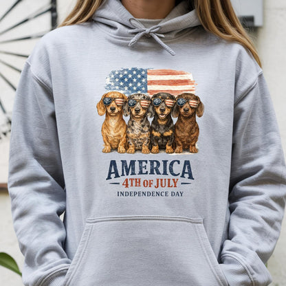 America 4th of July Dachshund Shirt, Independence Day Wiener Dog Tee
