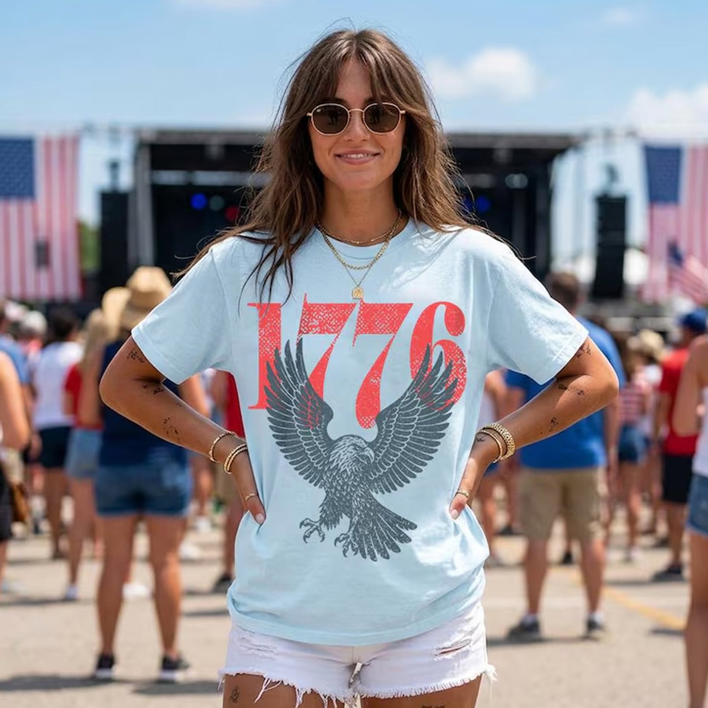 Retro 1776 Bald Eagle 250th Anniversary American 4th of July T-shirt