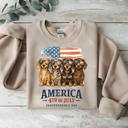 America 4th of July Dachshund Shirt, Independence Day Wiener Dog Tee