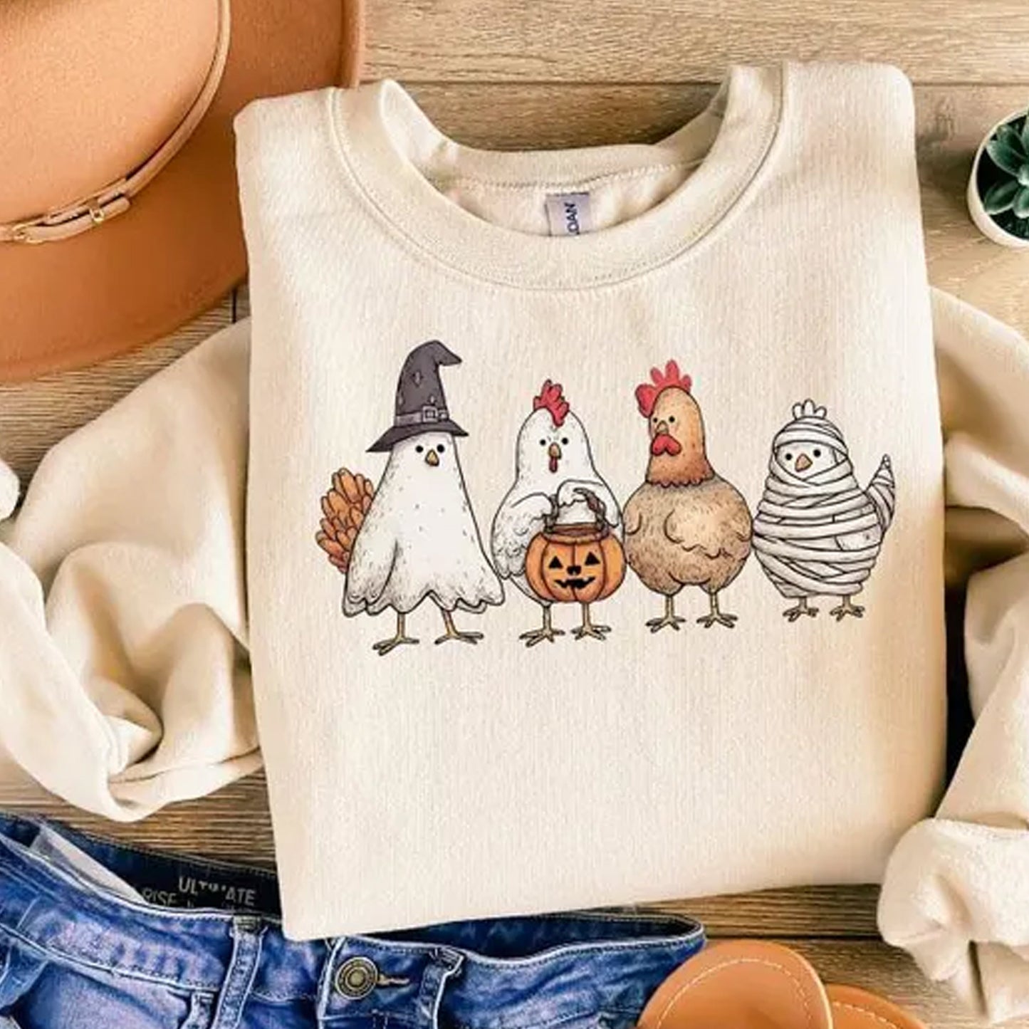 Halloween Chick or Treat Sweatshirt, Halloween Chicken Tee