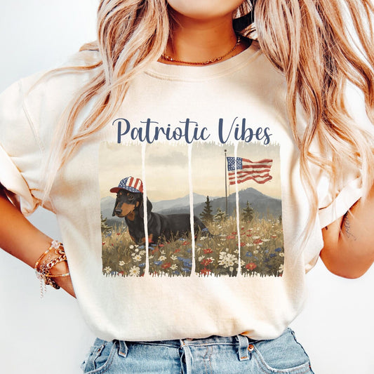 4th of July Dachshund Shirt, Patriotic Vibes Doxie America Shirt