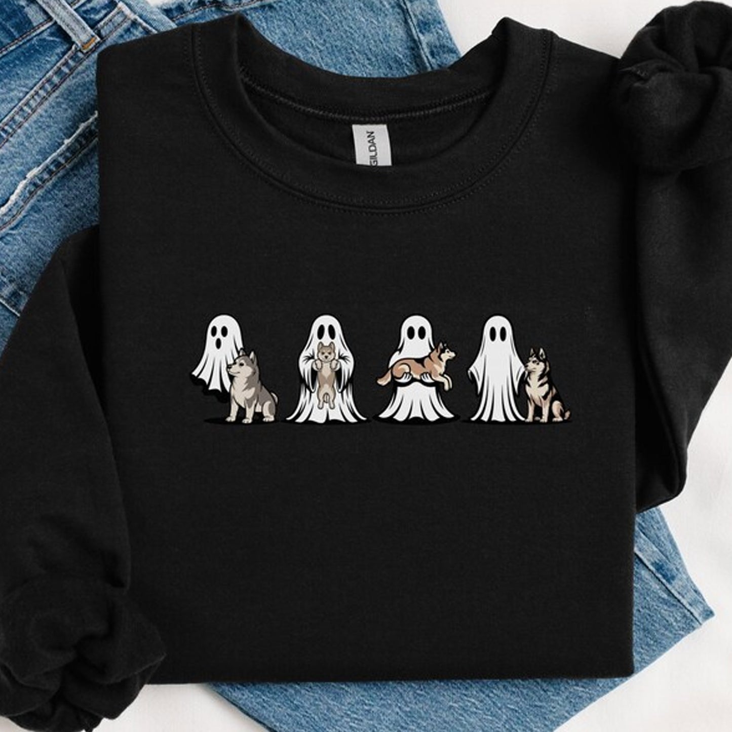Halloween Husky Dog Ghost Shirt, Funny Siberian Husky TShirt