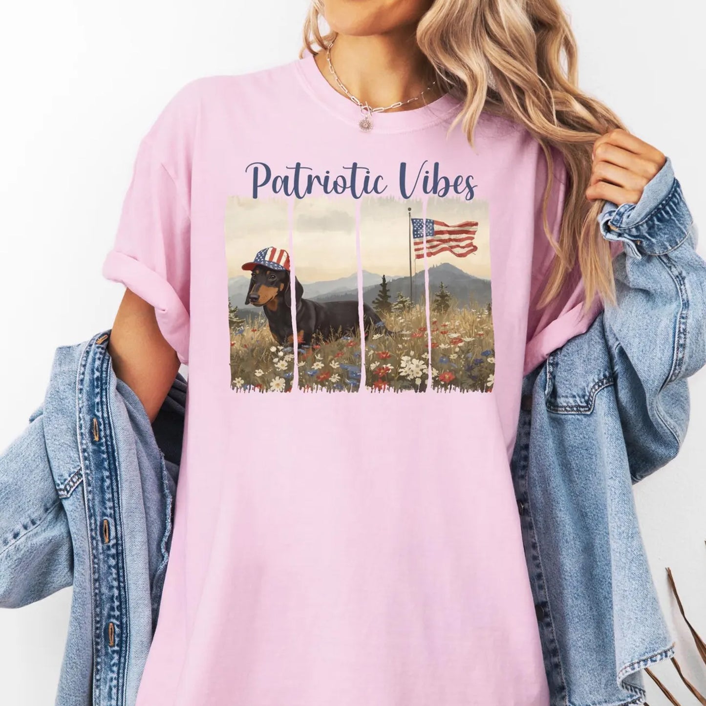 4th of July Dachshund Shirt, Patriotic Vibes Doxie America Shirt