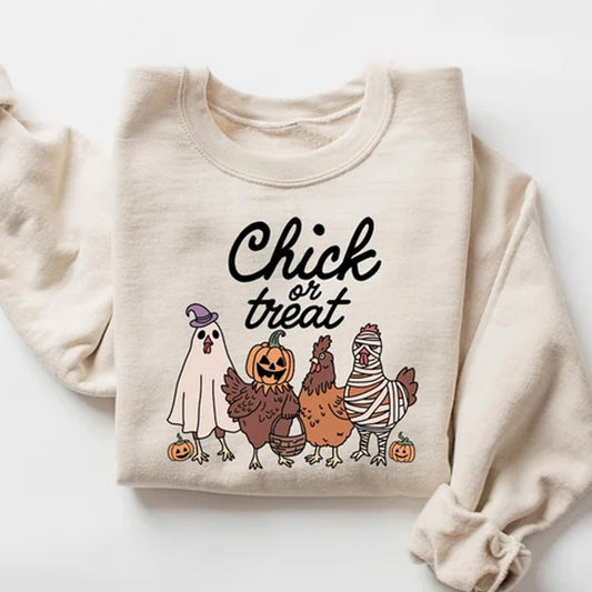 Halloween Chick or Treat Sweatshirt, Halloween Chicken Tee