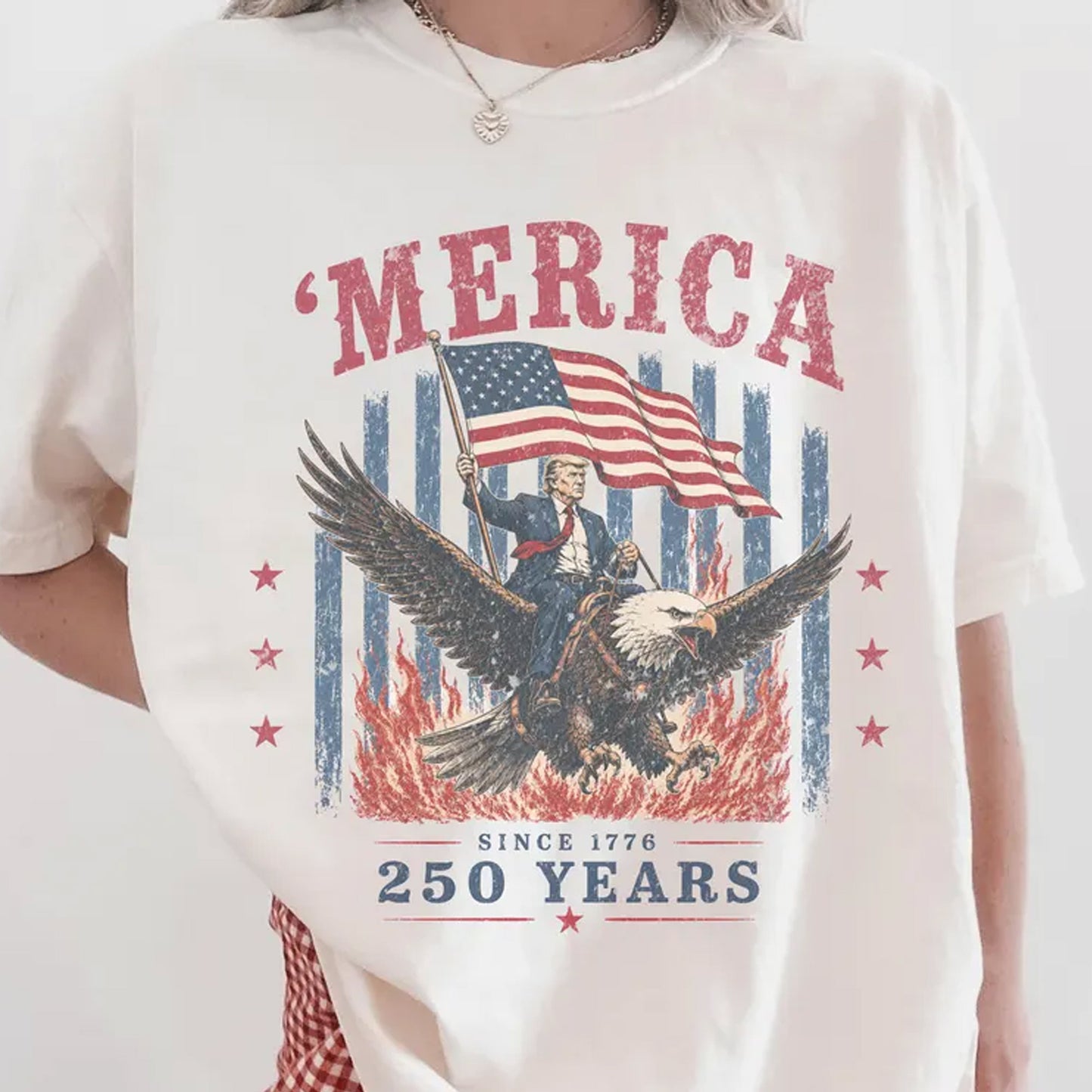 Trump Riding Eagle Shirt, 'Merica 250 Years Since 1776 Tee, Anniversary Shirt
