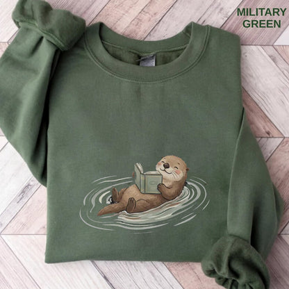 Reading Otter T-Shirt, Cute Book Lover Animal Graphic Tee