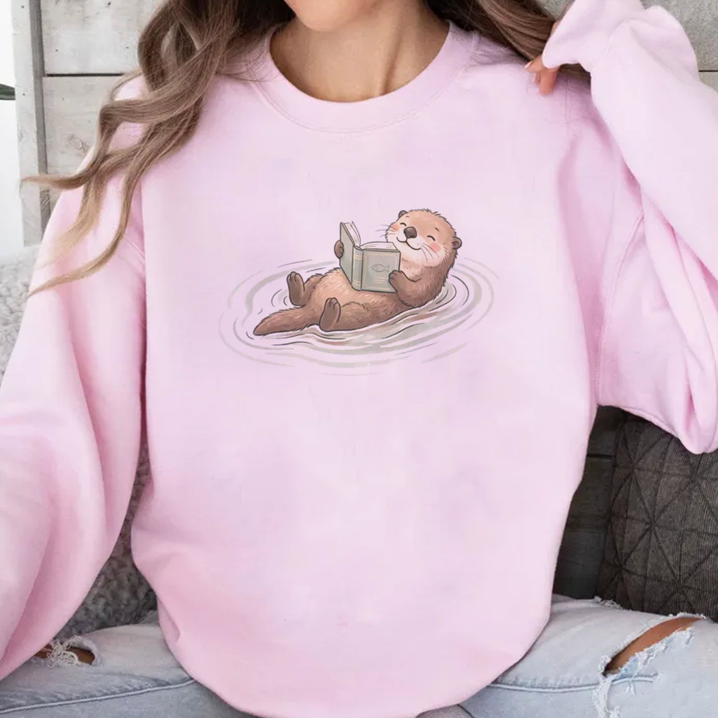 Reading Otter T-Shirt, Cute Book Lover Animal Graphic Tee