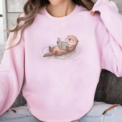 Reading Otter T-Shirt, Cute Book Lover Animal Graphic Tee
