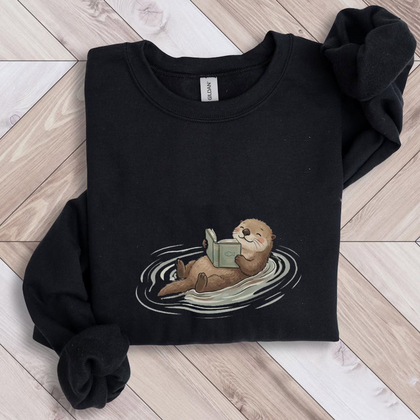 Reading Otter T-Shirt, Cute Book Lover Animal Graphic Tee