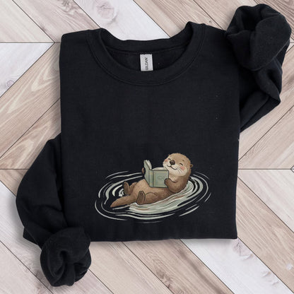 Reading Otter T-Shirt, Cute Book Lover Animal Graphic Tee