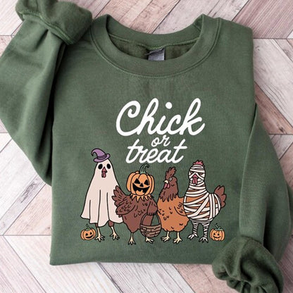 Halloween Chick or Treat Sweatshirt, Halloween Chicken Tee