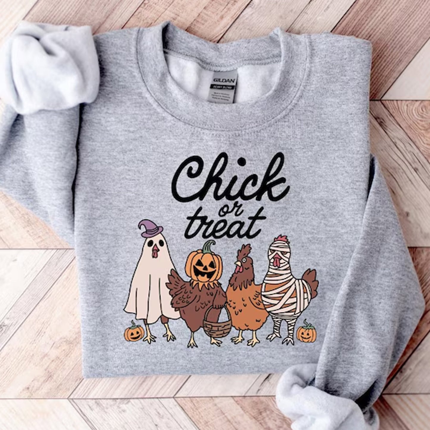 Halloween Chick or Treat Sweatshirt, Halloween Chicken Tee