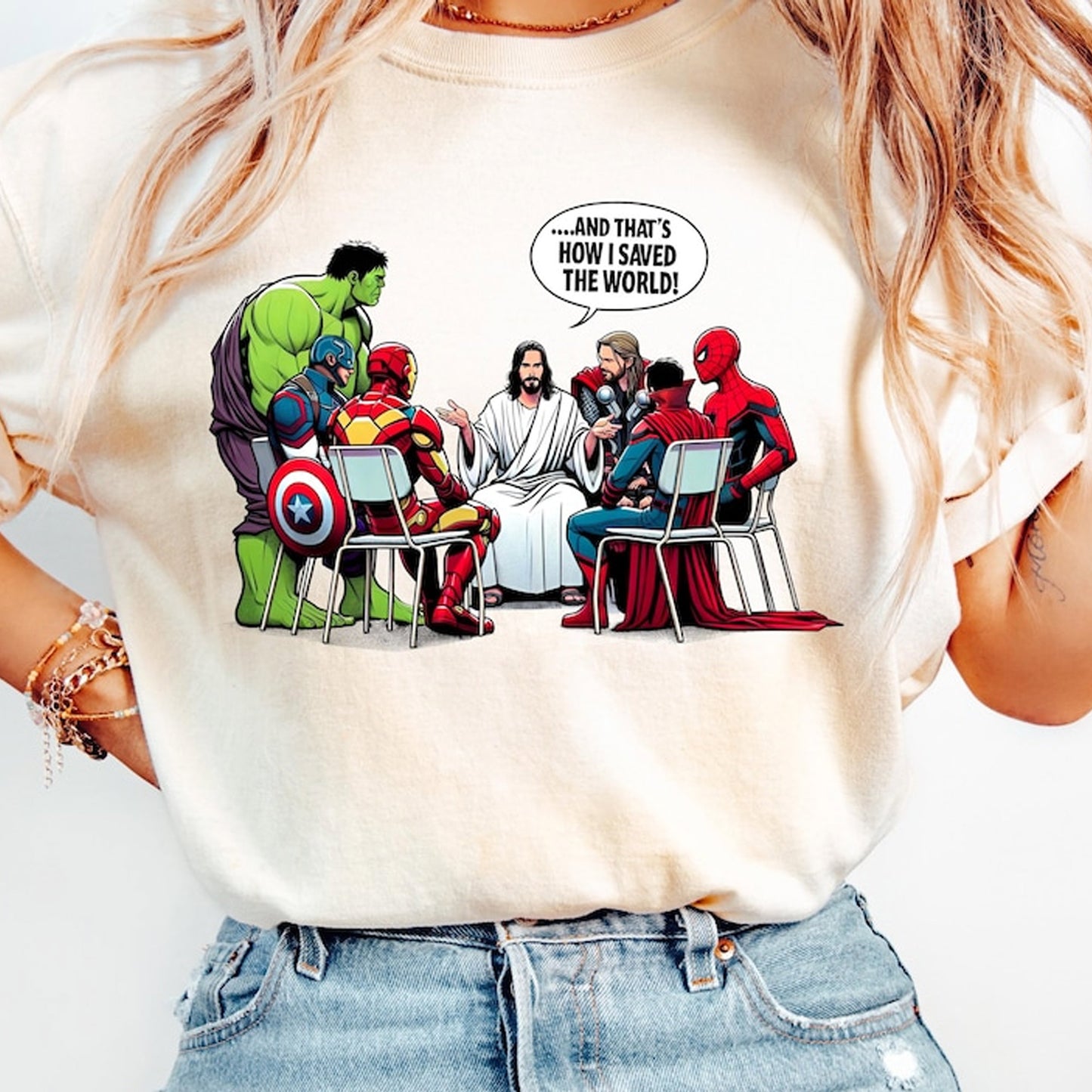 Jesus & Superheroes Christian Tee: Saved The World Shirt