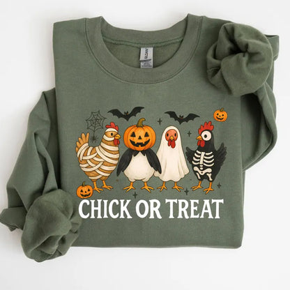 Halloween Chick or Treat Sweatshirt, Halloween Chicken Tee