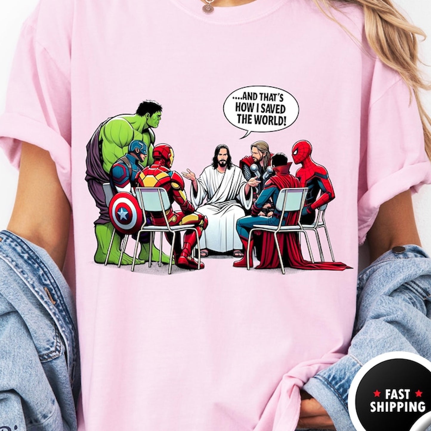 Jesus & Superheroes Christian Tee: Saved The World Shirt