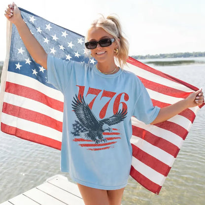 Vintage 1776 Eagle American Flag Shirt, Retro Patriotic Tee, Freedom Spirit T-Shirt