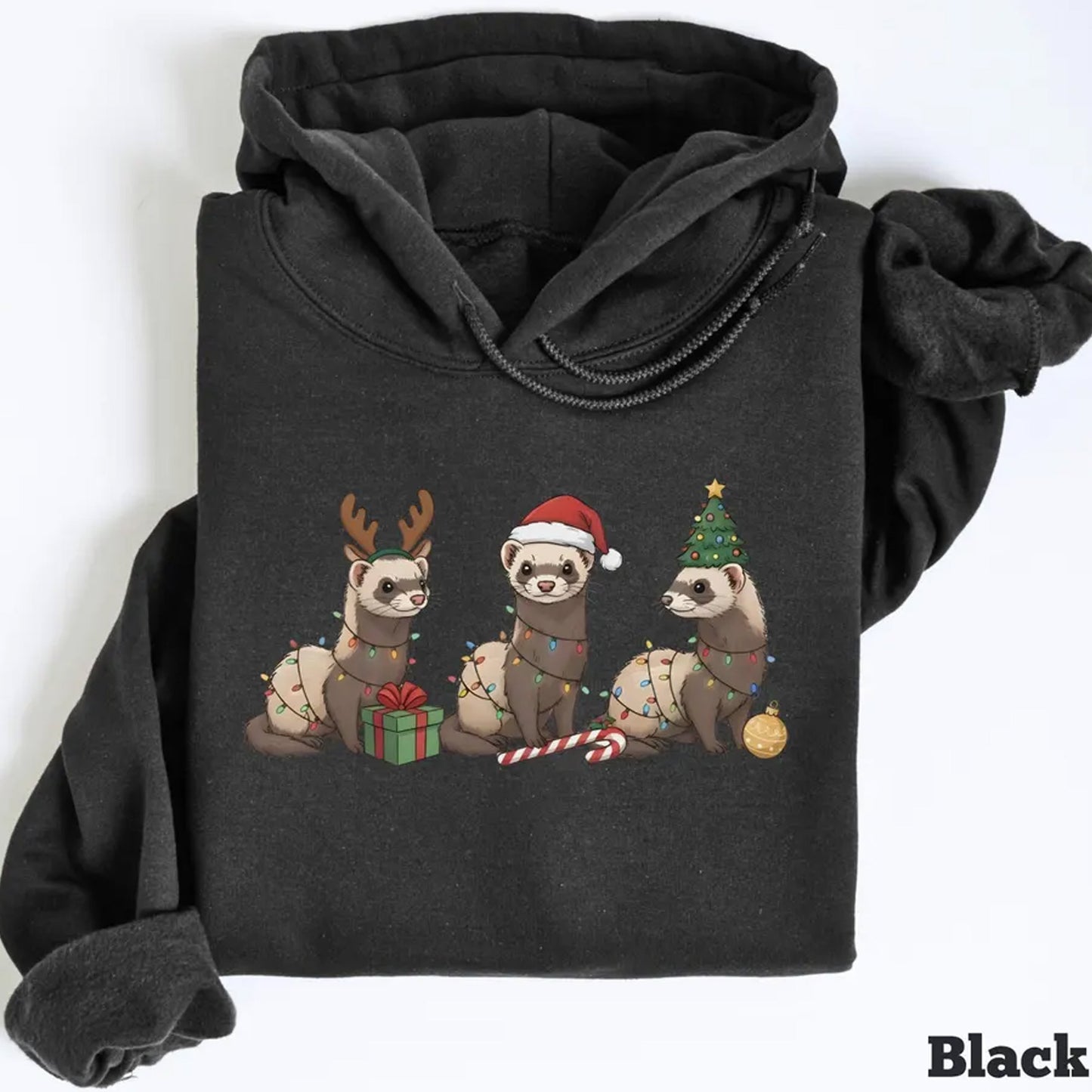 Black Ferret Sweatshirt, Ferret Xmas Sweater, Ferret Lover Shirt