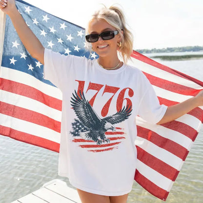 Vintage 1776 Eagle American Flag Shirt, Retro Patriotic Tee, Freedom Spirit T-Shirt