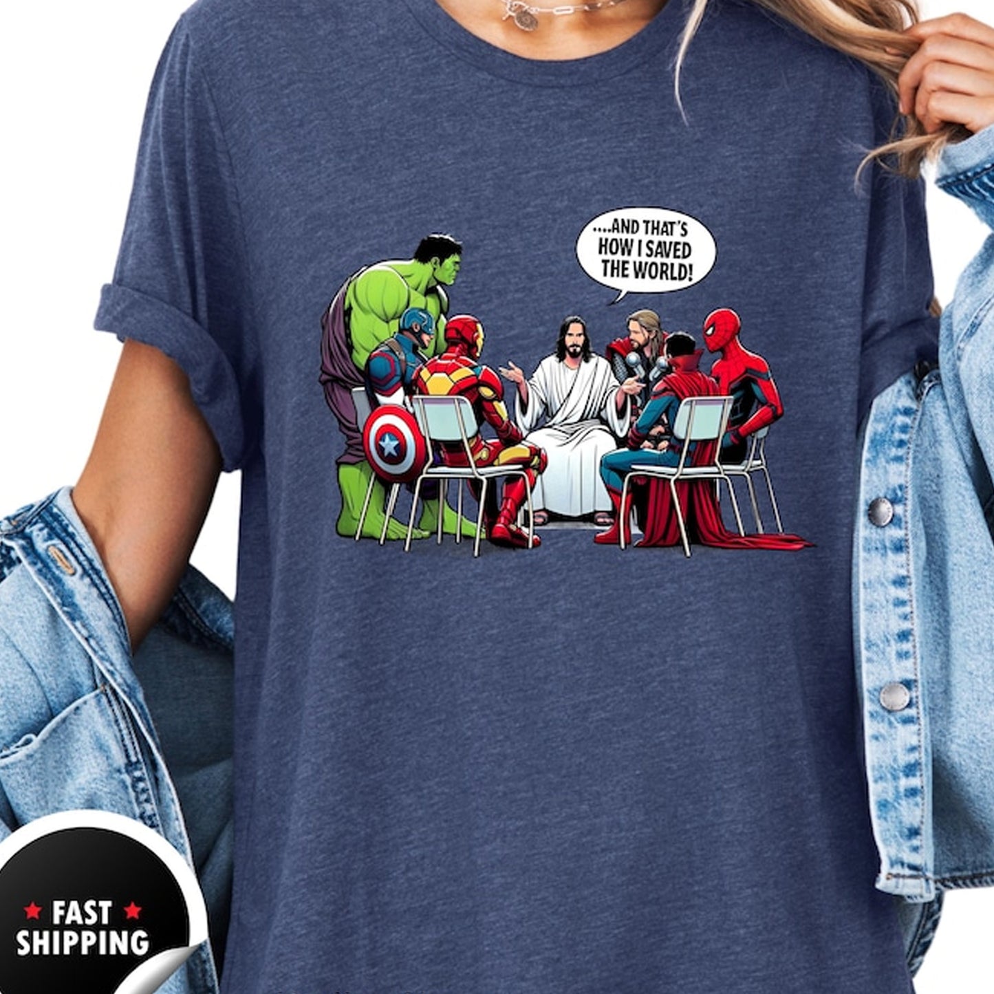 Jesus & Superheroes Christian Tee: Saved The World Shirt