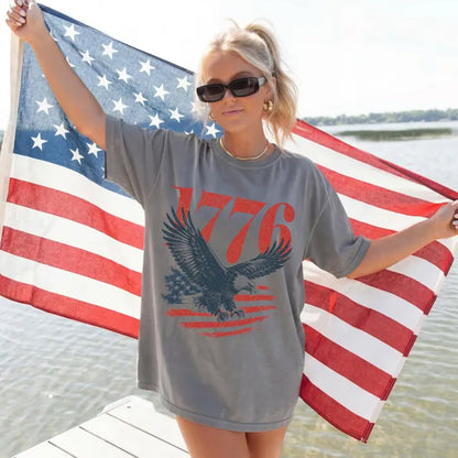 Vintage 1776 Eagle American Flag Shirt, Retro Patriotic Tee, Freedom Spirit T-Shirt