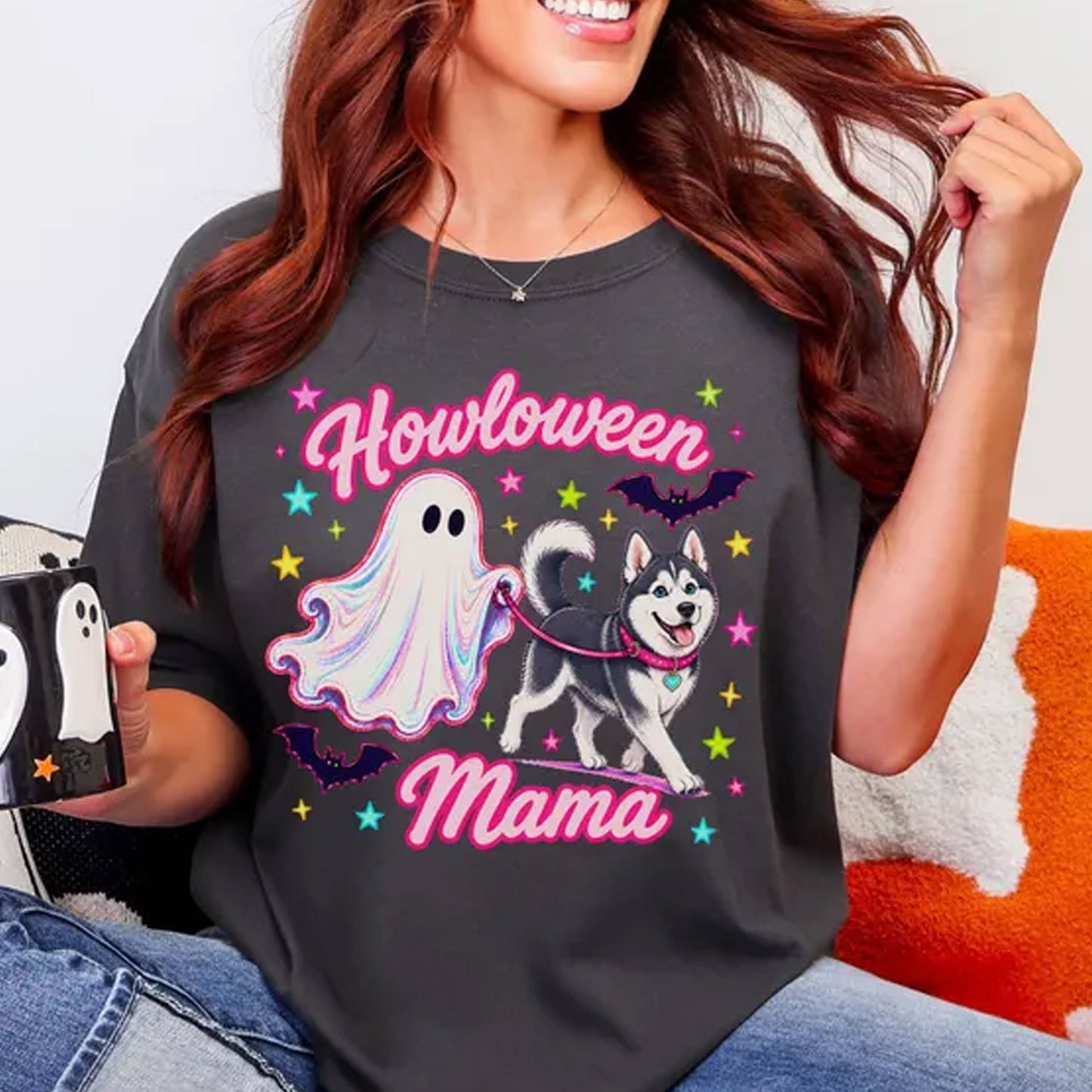 Husky Halloween Shirt,  Siberian Husky Dog Ghost Tee
