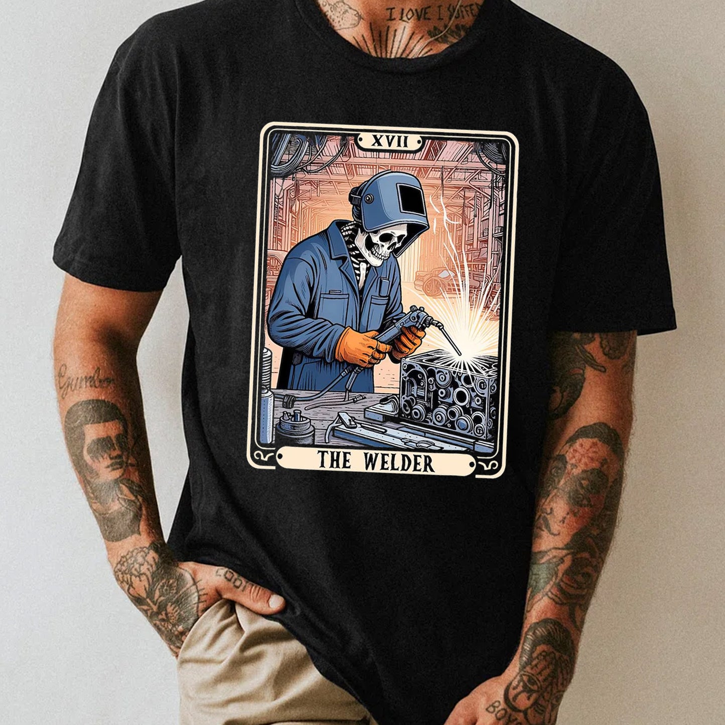 The Welder Welding Tarot Card Skeleton Funny Metal Worker Welder T Shirt