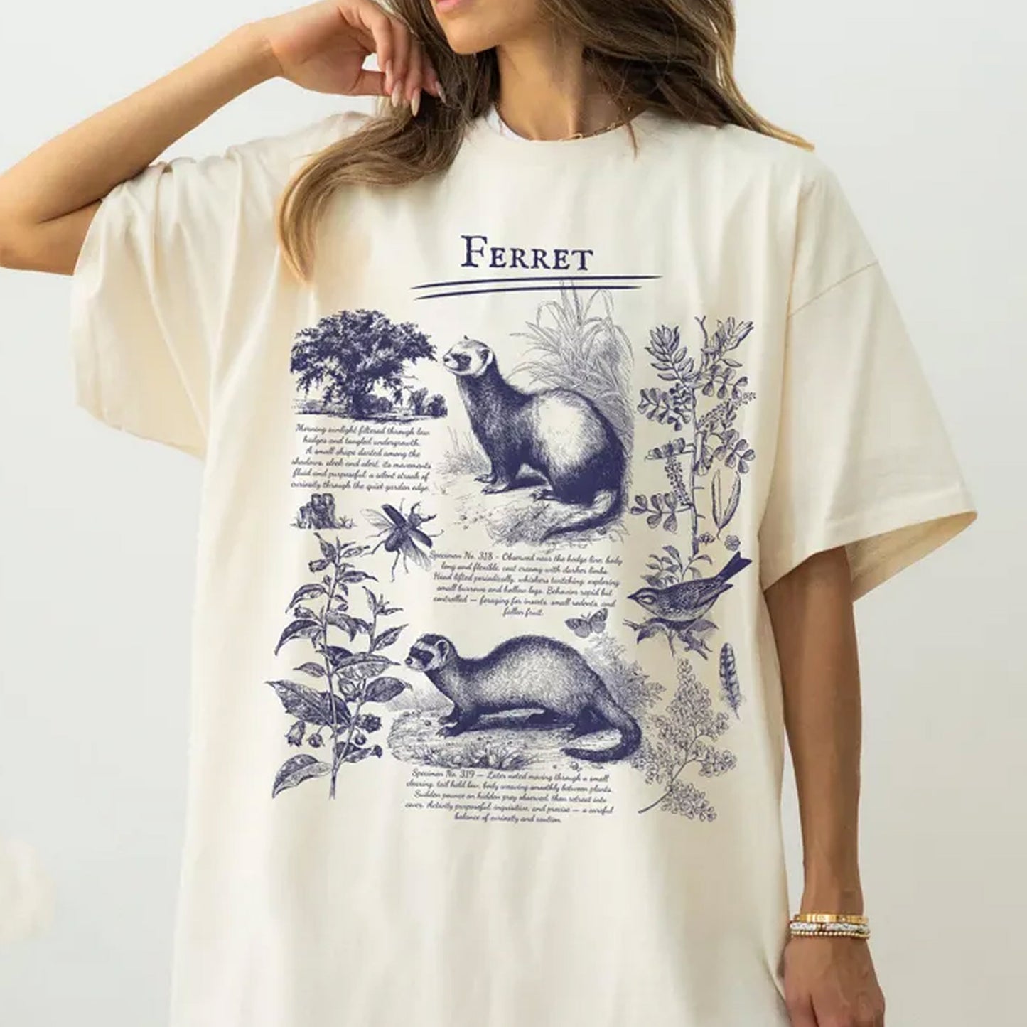 Retro Ferret T-shirt, Floral Goblincore Crewneck